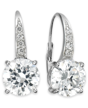 image of Giani Bernini Cubic Zirconia Leverback Earrings in Sterling Silver or 18K Gold Over Sterling Silver, Created for Macy-s