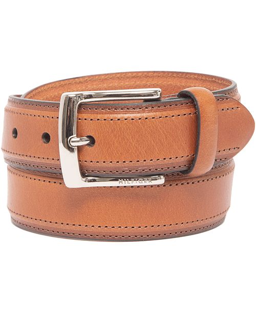 alfani Tommy Hilfiger Men’s Stitched Classic Dress Leather Belt Men's Fashion & Accessories