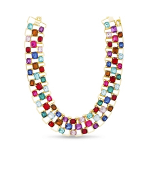 image of Kensie Rhinestone Baguette Bib Necklace