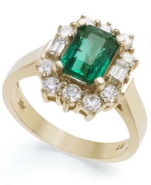 image of 14k Gold Ring, Emerald (1-5/8 ct. t.w.) and Diamond (3/4 ct. t.w.) Ring