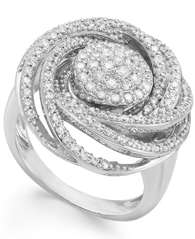 Wrapped in Love™ Diamond Ring, Sterling Silver Diamond Pave Ring (1 ct. t.w.)