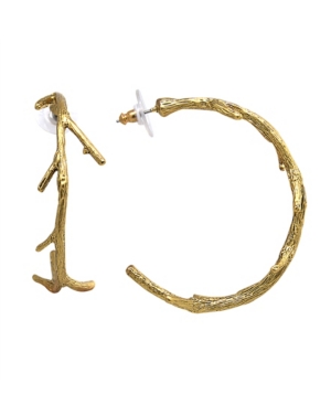 image of T.r.u. by 1928 Matte 14 K Gold Dipped Large Tree Branch Hoop Earring