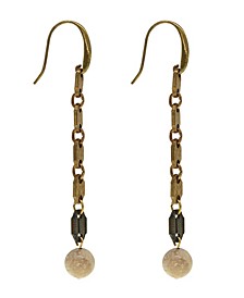 by 1928 Vintage-Like Brass Tone Linear Accented with Semi-Precious Riverstone Beads Earring