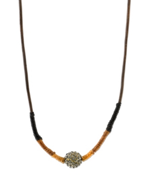 image of T.r.u. by 1928 14 K Gold Dipped Black Diamond Color Fireball Linen Wrapped Necklace