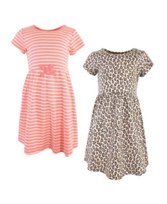 Touched by Nature Big Girls Natural Cotton Dresses Featuring Both Short and Long Sleeves - Leopard 34$