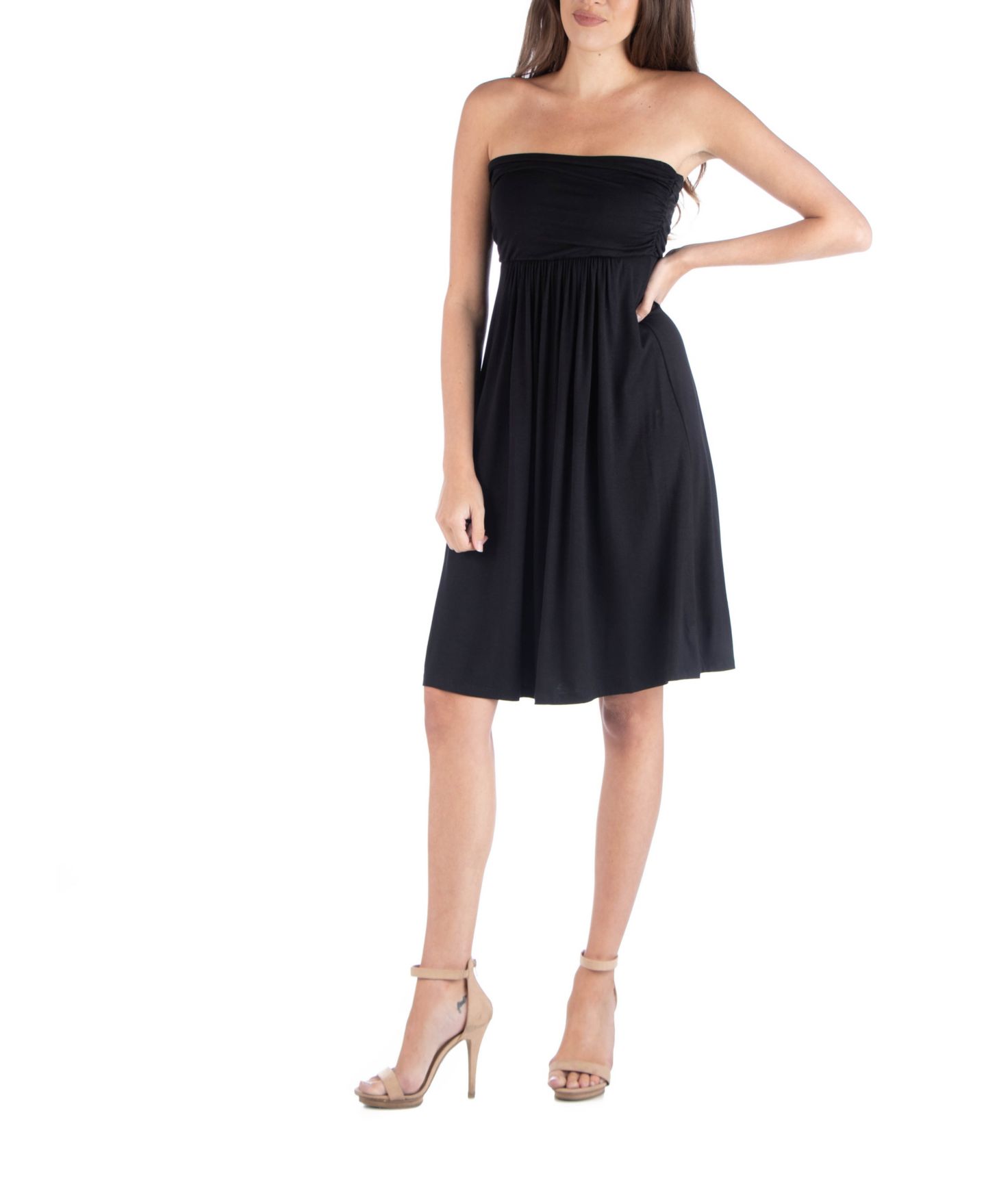 Женское платье 24seven Comfort Apparel Strapless Empire Waist Mini, цвет: Оранжевый — фото 4