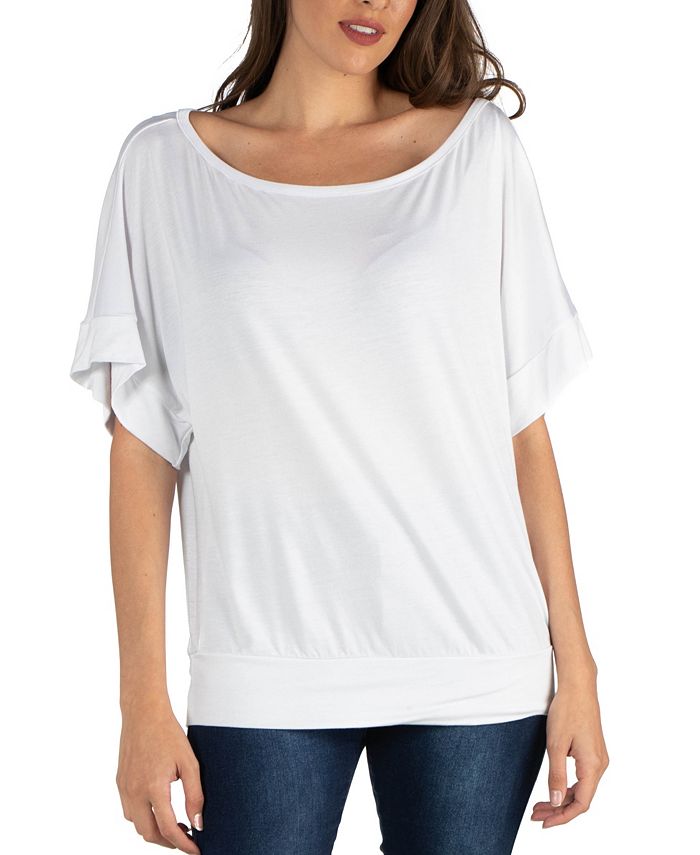 24seven Comfort Apparel Loose Fit Dolman Top with Wide Sleeves ...
