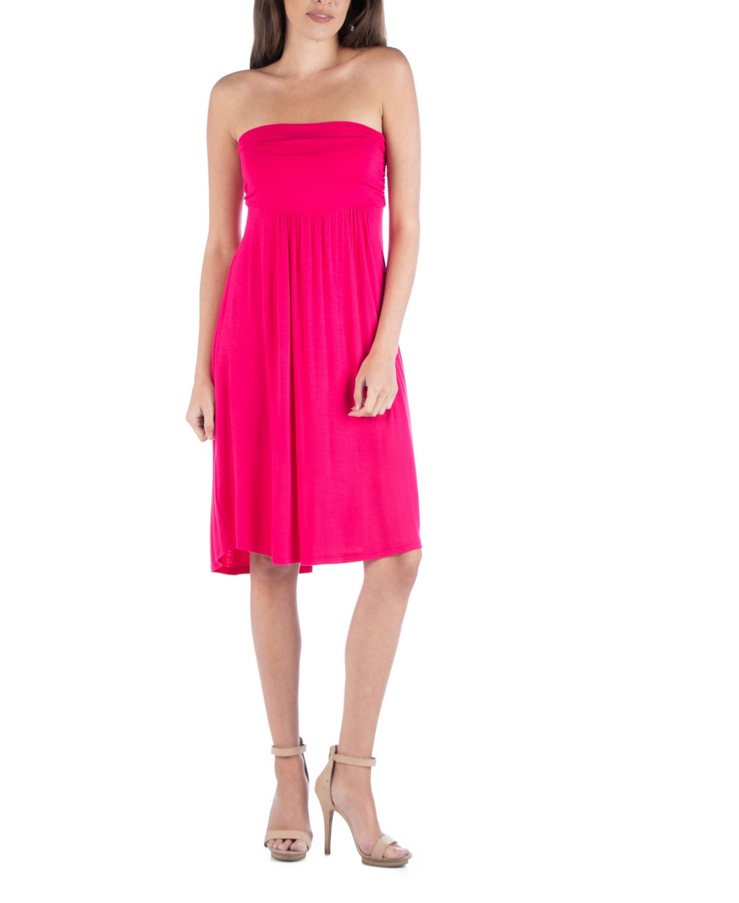 Женское платье 24seven Comfort Apparel Strapless Empire Waist Mini, цвет: Оранжевый — фото 11