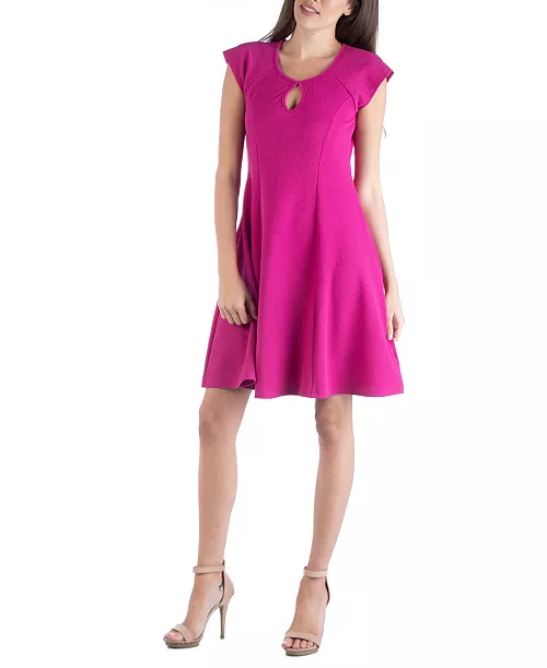 scoop neck a-line dress with keyhole detail