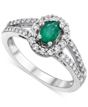image of Emerald (1/2 ct. t.w.) & White Topaz (1/2 ct. t.w.) Ring in Sterling Silver