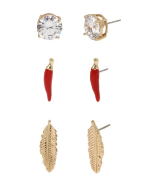 image of Jessica Simpson Chili Pepper Stud Earrings Set, 0.4