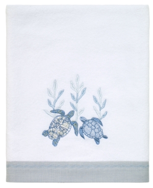 Shop Avanti Caicos Sea Turtles Cotton Bath Towel, 27" X 52" In Optic White