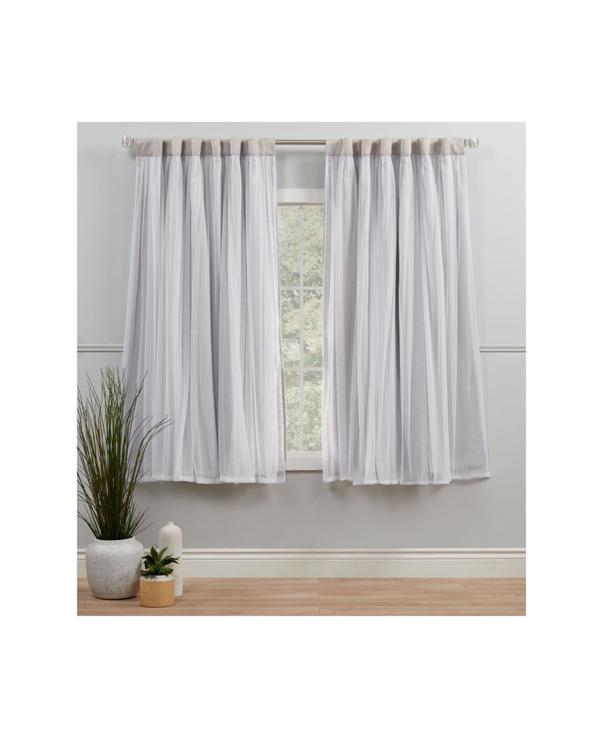 Exclusive Home Curtains Catarina Layered Solid Blackout Sheer Grommet Top Curtain Panel Pair Set Of 2 In White