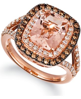 peach morganite and chocolate diamond ring