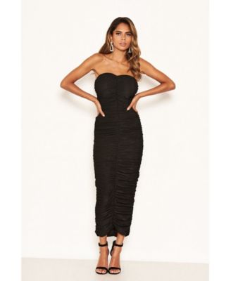 black strapless bodycon