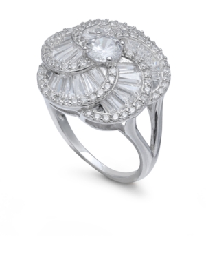 image of Cubic Zirconia Flower Knot Statement Ring in Sterling Silver
