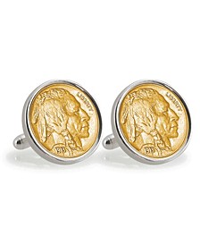 Gold-Layered 1913 First-Year-Of-Issue Buffalo Nickel Sterling Silver Coin Cuff Links