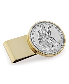 Men's Silver Seated Liberty Half Dollar Stainless Steel Coin Money Clip