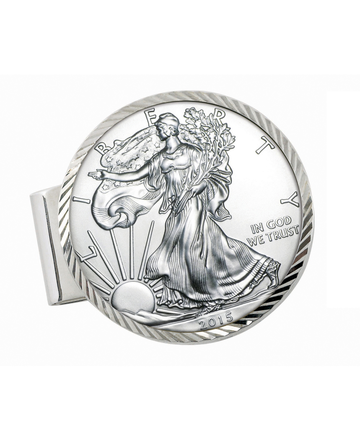 Men's American Coin Treasures Sterling Silver Diamond Cut Coin Money Clip with American Silver Eagle Dollar - Silver