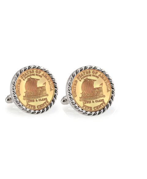 Мужские запонки American Coin Treasures Gold-Layered 2004 Keelboat Rope Bezel Coin Cuff Links