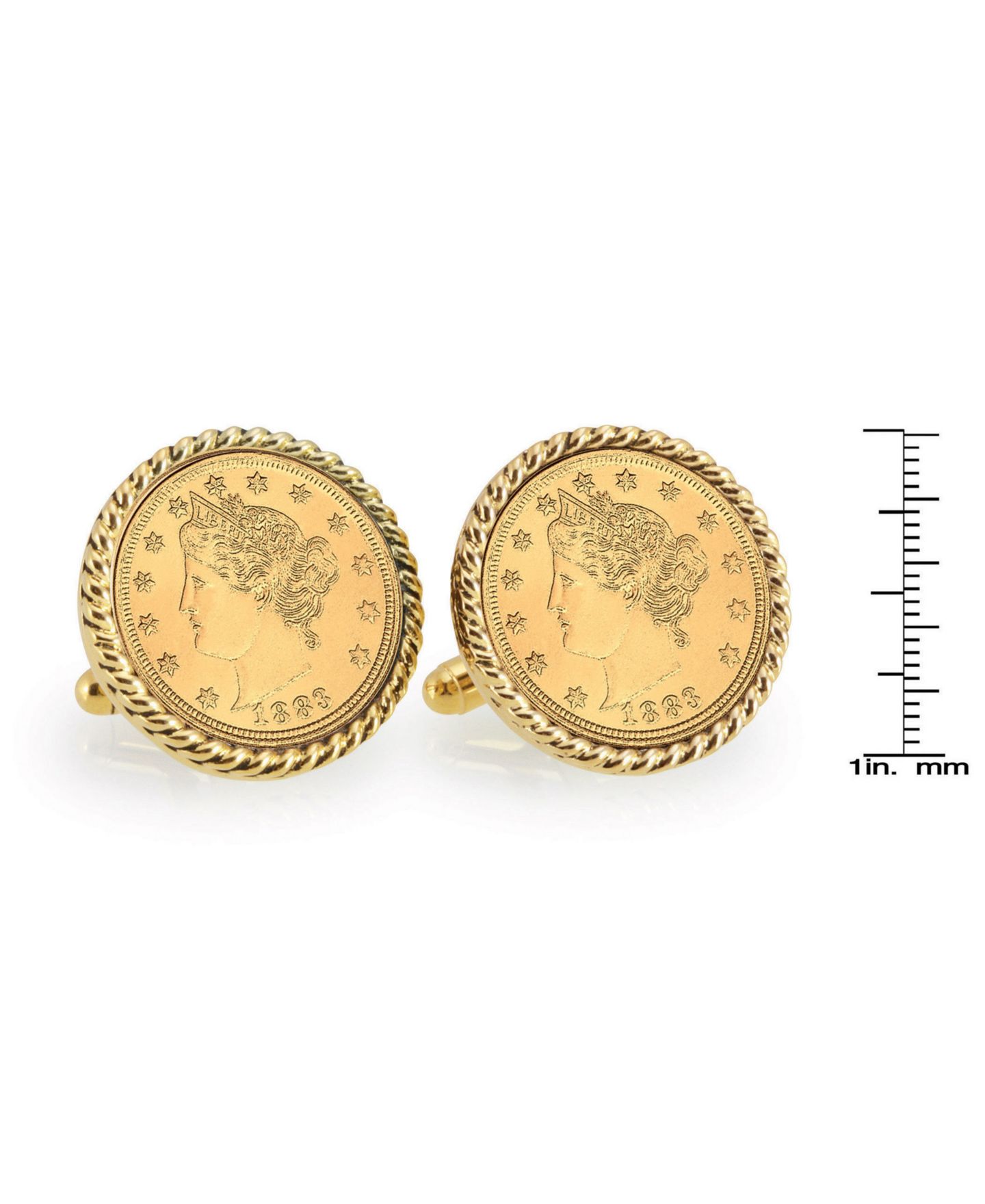 Мужские запонки American Coin Treasures Gold-Layered Liberty Nickel Rope Bezel Coin Cuff Links — фото 2