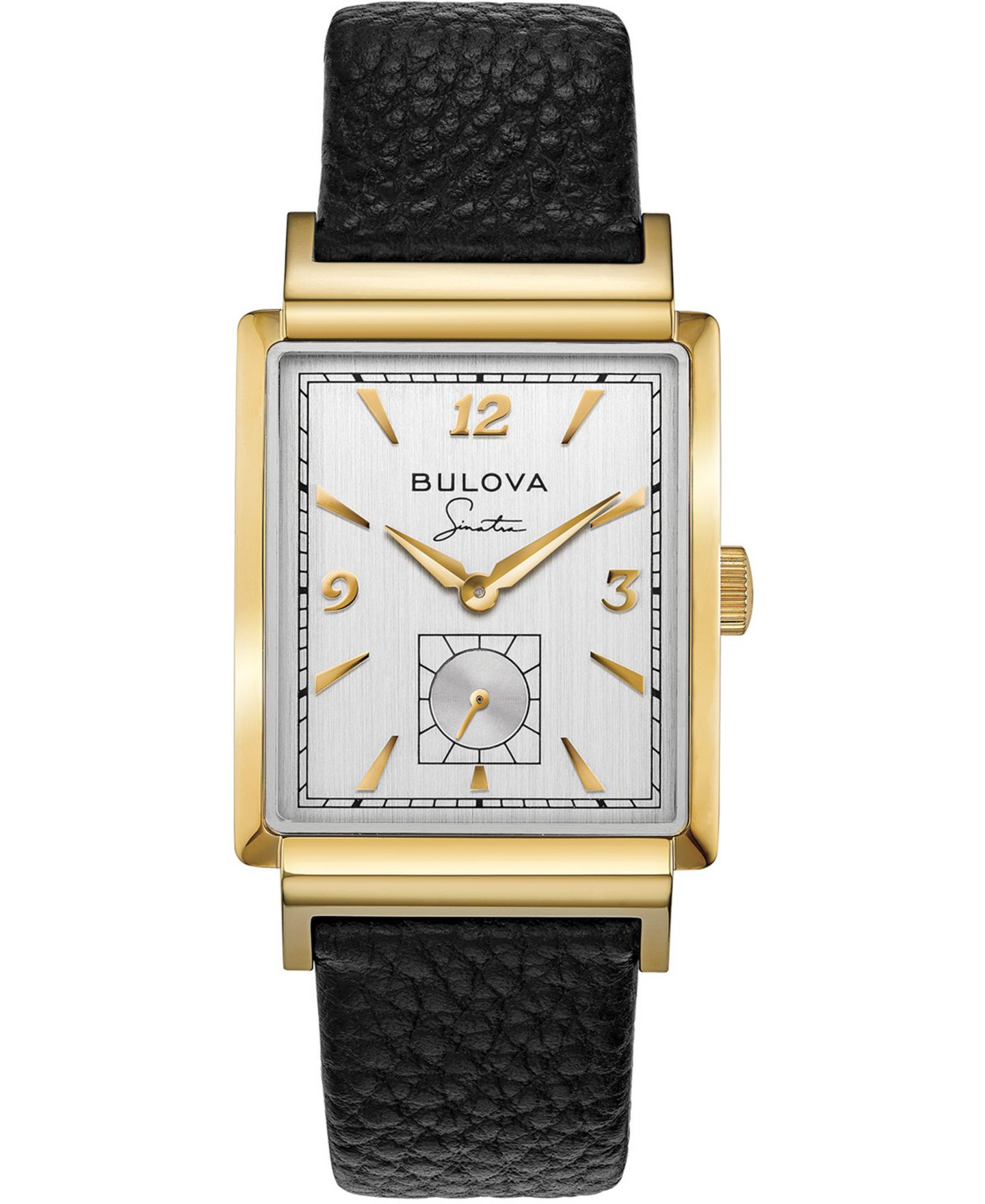Мужские часы Bulova Frank Sinatra My Way Black Leather Strap Watch 29.5 x 47mm — фото 1