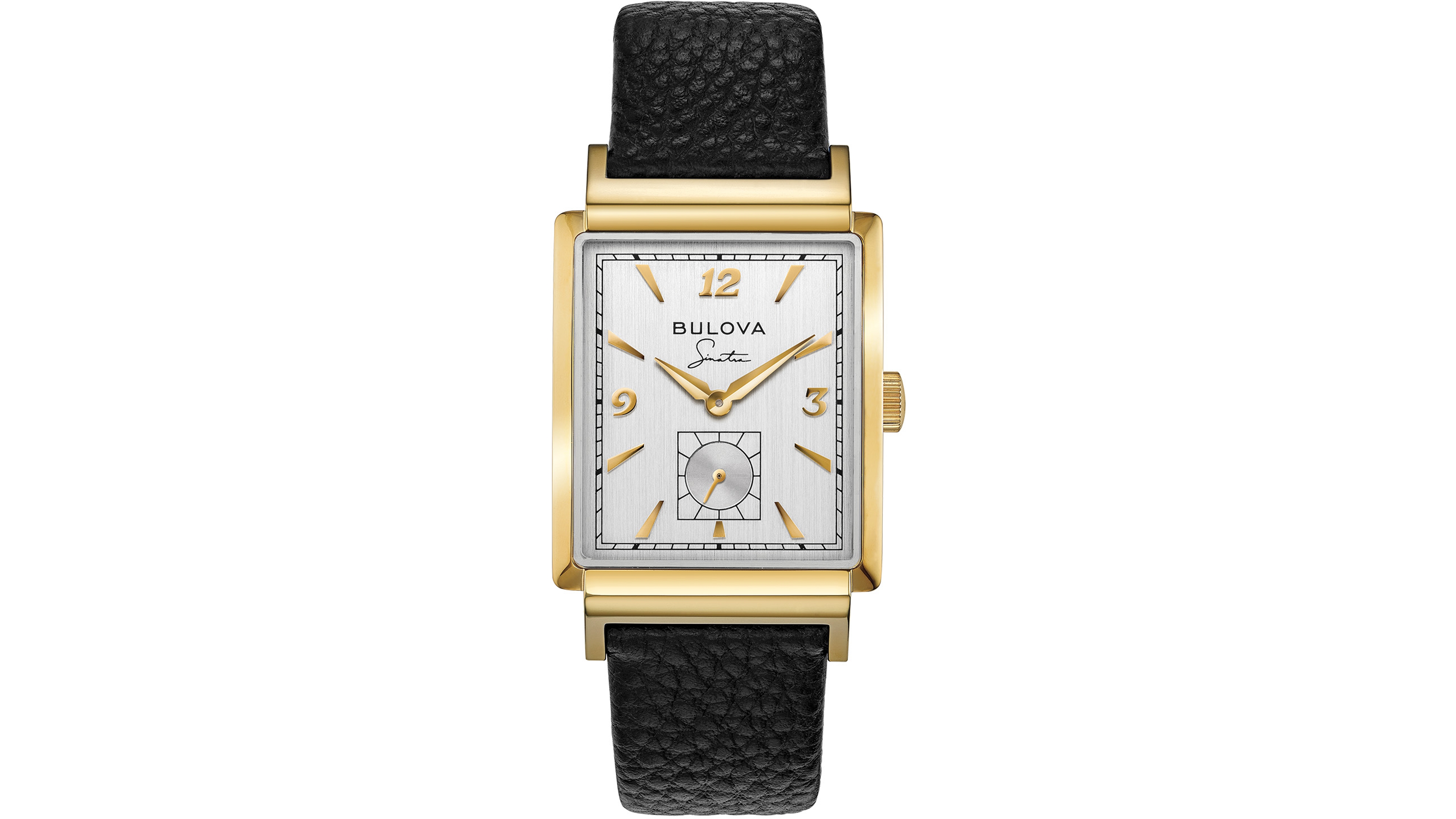 Bulova Men's Frank Sinatra My Way Black Leather Strap Watch 29.5 x 47mm