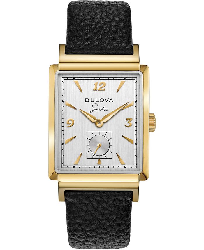 Bulova Men's Frank Sinatra My Way Black Leather Strap Watch 29.5 x 47mm ...