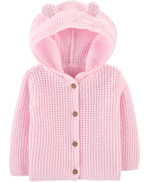 image of Carter-s Baby Girls Hooded Cotton Cardigan Sweater