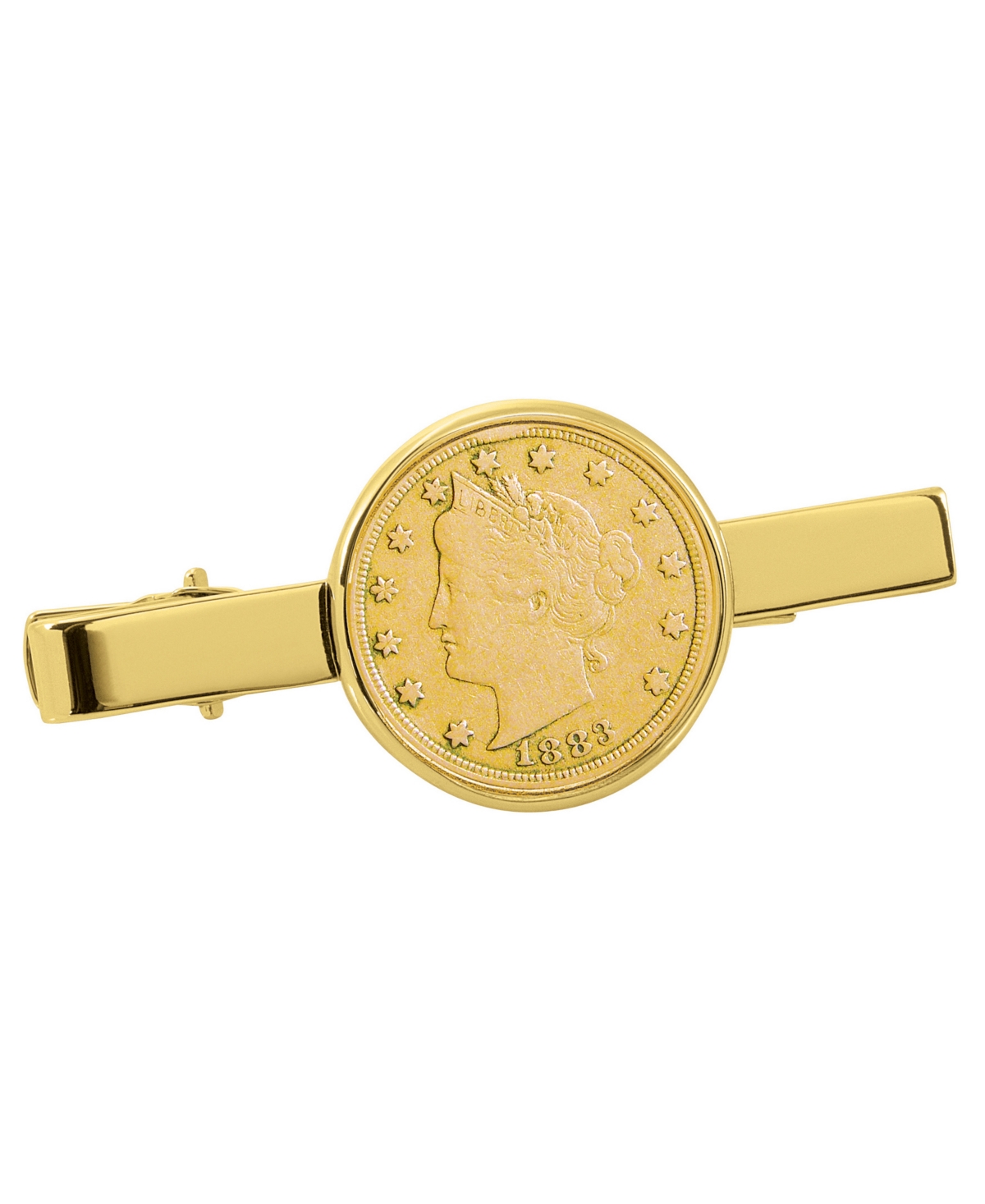 Gold-Layered 1800's Liberty Nickel Coin Tie Clip - Gold