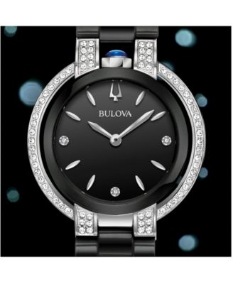 Women's Diamond (1/3 ct. t.w.) Rubaiyat Stainless Steel & Black Ceramic Bracelet Watch 35mm