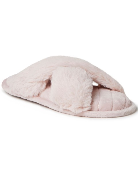 Женские Dearfoams Women's Jessica Furry Crossband Slide Slipper