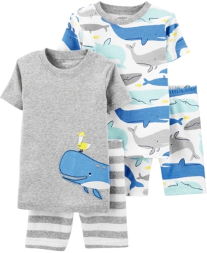 Carter's Baby Boys 4-Pc Cotton Whale Snug-Fit Pajamas