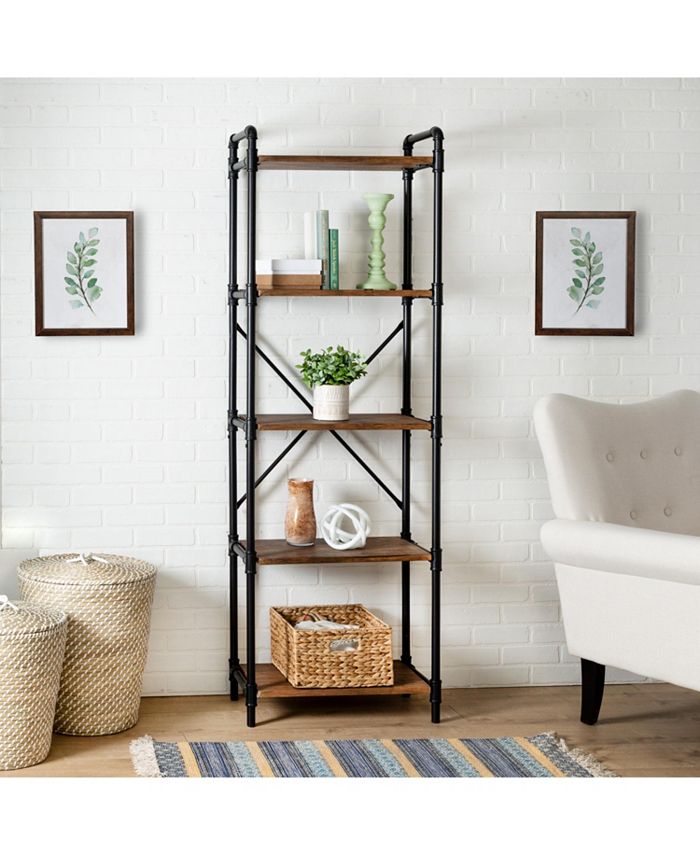 Honey Can Do 5Tier Industrial Black Bookshelf Macy's