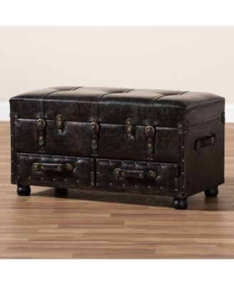 Callum Modern Transitional Upholstered 2 Drawer Storage Trunk Ottoman