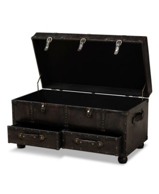 Callum Modern Transitional Upholstered 2 Drawer Storage Trunk Ottoman