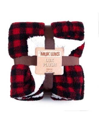 Muk Luks Super Soft Buffalo Plaid Double Layer Sherpa Throw