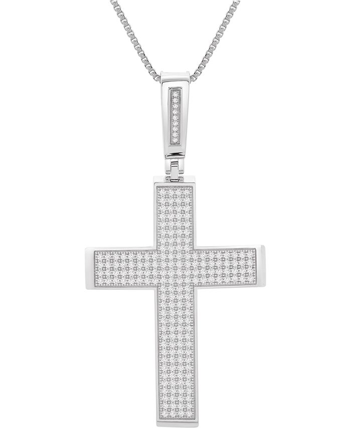 Macy's Men's Diamond Cross 22" Pendant Necklace (2 ct. t.w.)in Sterling