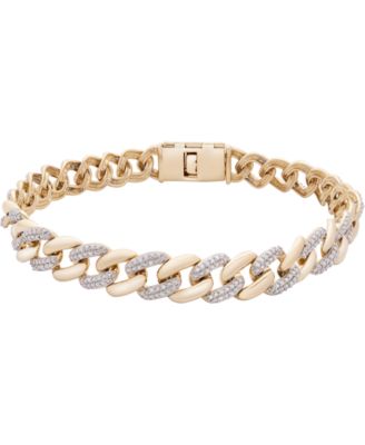 Macy's - Men's Diamond Link Chain Bracelet (1/2 ct. t.w.) in 10k Gold