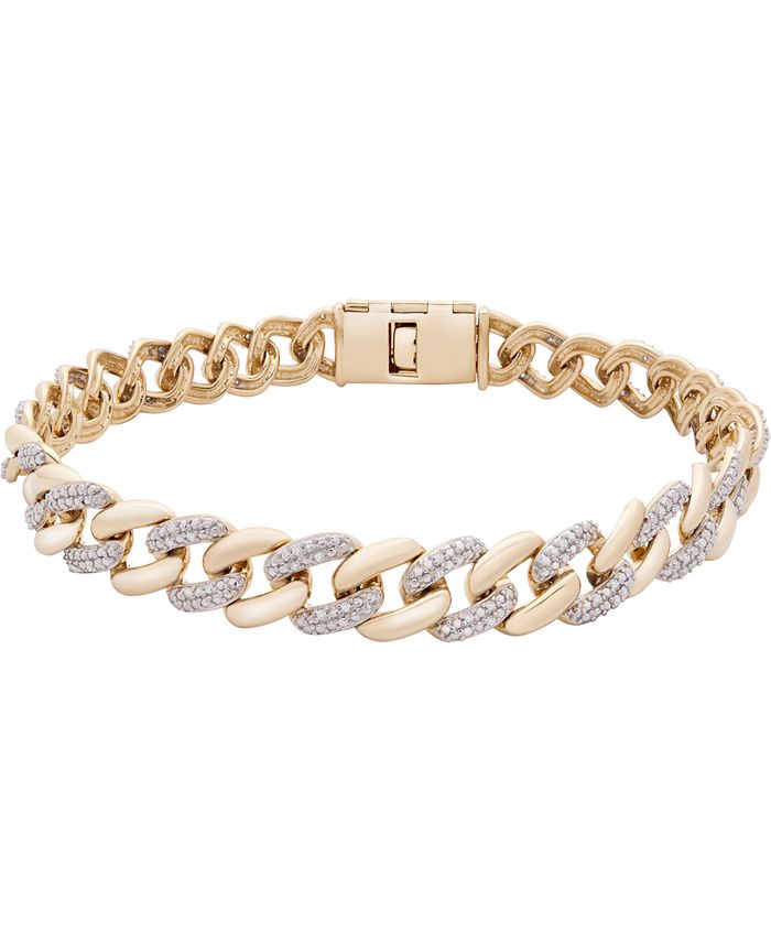 Macy's - Men's Diamond Link Chain Bracelet (1/2 ct. t.w.) in 10k Gold