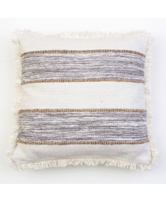 gray fringe pillow