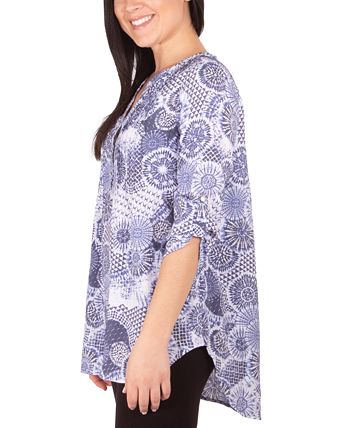 NY Collection - Petite Printed Pintuck Top