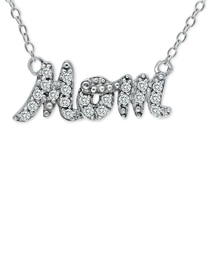 Giani Bernini - Cubic Zirconia "Mom" Nameplate Necklace in 18k Gold Plated Sterling Silver, 16" + 2" extender (Also available in silver)