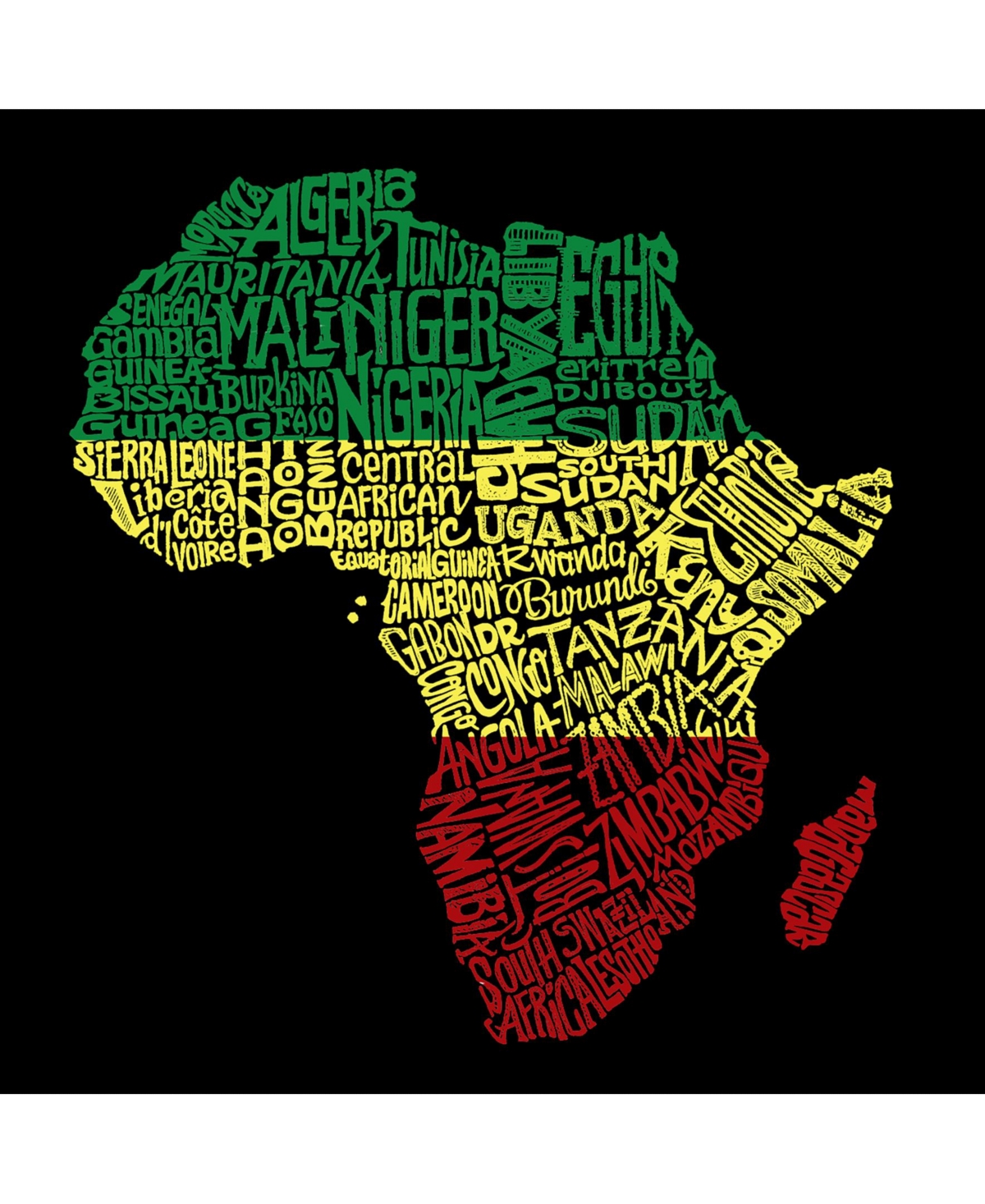 La Pop Art Men's Word Art - Countries in Africa T-Shirt