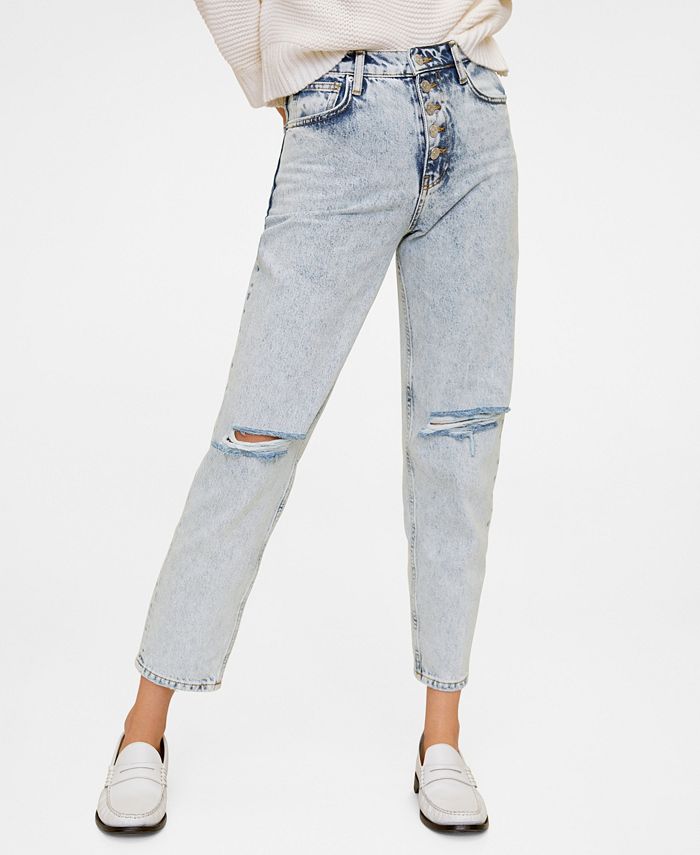 MANGO Faded Mom-Fit Jeans - Macy's