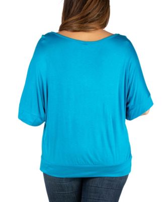 Plus Size Short Sleeve Loose Fitting Dolman Top