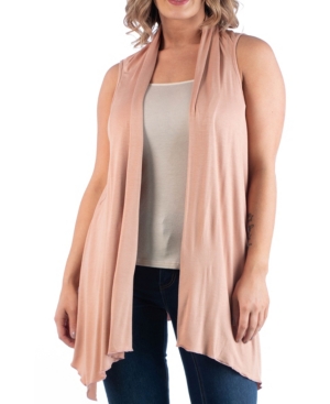 24seven Comfort Apparel Women's Plus Size Asymmetric Open Front Cardigan