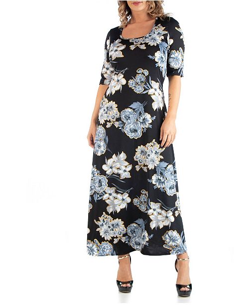 24seven Comfort Apparel Women S Plus Size Floral Maxi Dress