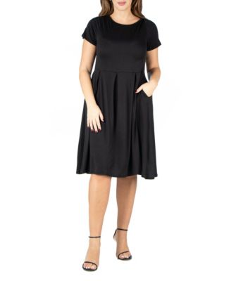Plus Size Short Sleeve Midi Dress with Pockets