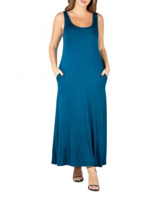 24seven Comfort Apparel Plus Size Sleeveless Maxi Dress with Pockets ...